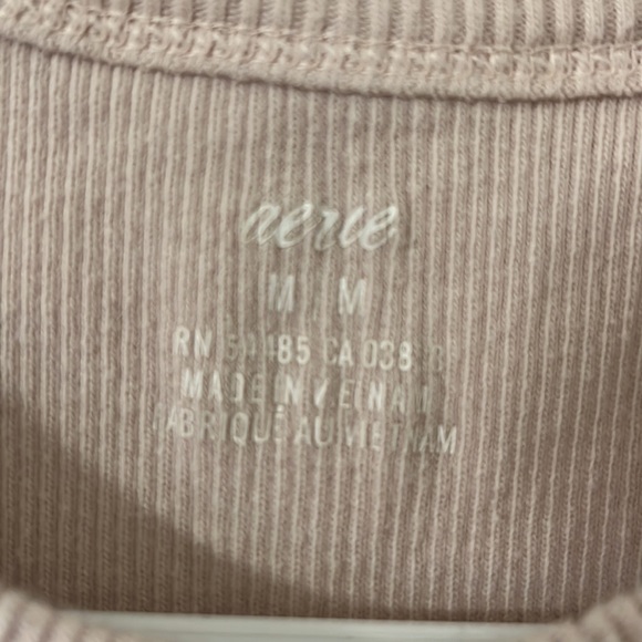 Aerie Blush Pink Halter Neck Ribbed Raw Hem Cropped Tank Top Size Medium - Picture 4 of 6